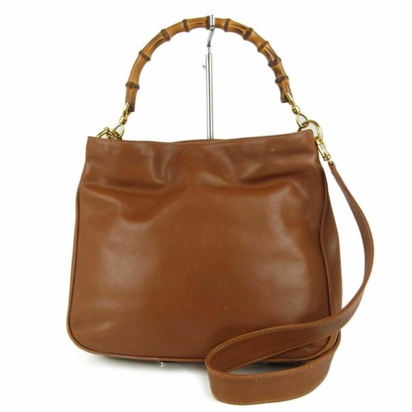 Vtg Gucci Caramel Leather 2Way Sarah Flip Top Hobo - Picture 1 of 7